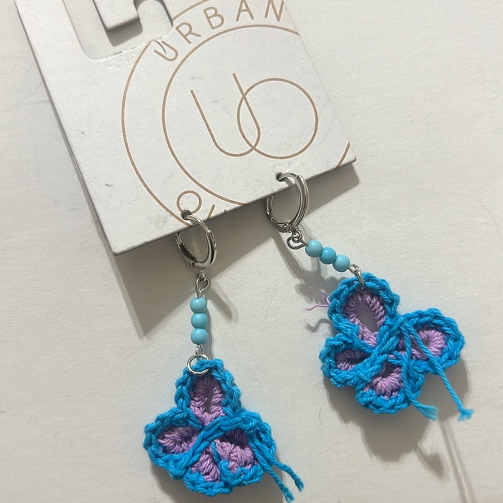 Urban Outfitters beaded Butterfly Crochet earrings $18